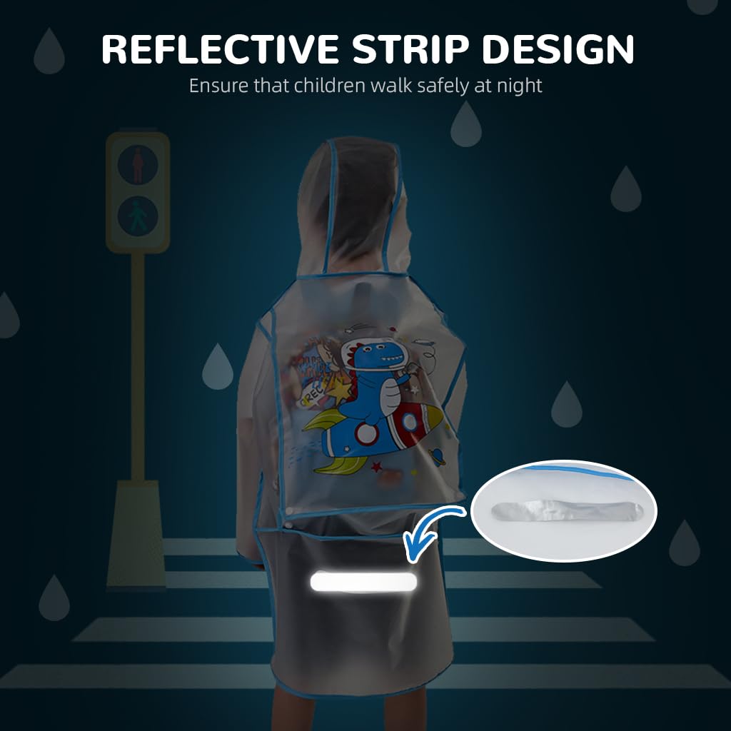 PALAY Kids Raincoat School Kids Raincoat Cartoon EVA Rain Jacket Knee Length Raincoat with Hood & Intergrated Backpack Rain Cover Kids Raincoat for 6-10 Years Old PALAY Kids Raincoat School Kids Raincoat Cartoon EVA Rain Jacket Knee Length Raincoat with Hood & Intergrated Backpack Rain Cover Kids Raincoat for 6-10 Years Old